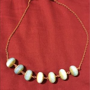 Turquoise bead necklace//Rose gold chain